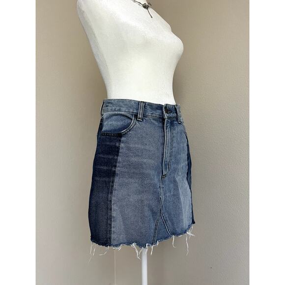 Evidnt LA Light Blue Patchwork Mini Skirt - Picture 3 of 5